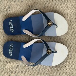 Lauren Ralph Lauren Navy and White Flipflops